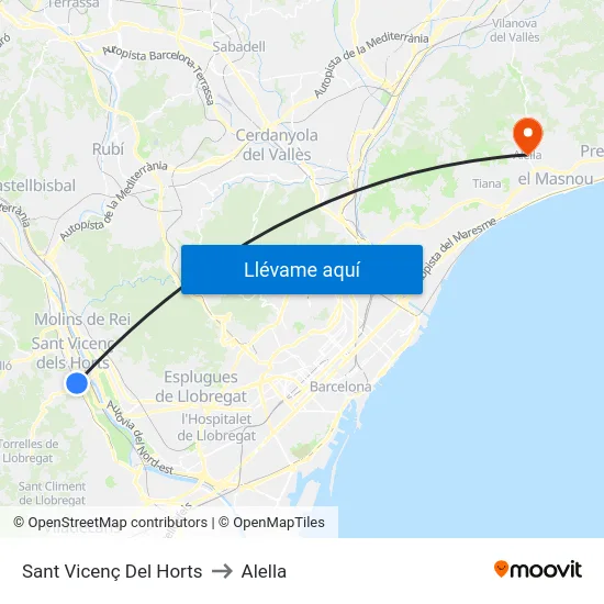 Sant Vicenç Del Horts to Alella map