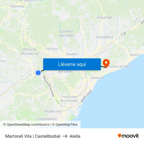 Martorell Vila | Castellbisbal to Alella map