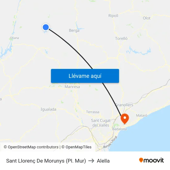 Sant Llorenç De Morunys (Pl. Mur) to Alella map