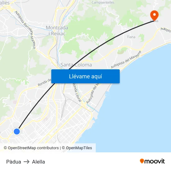 Pàdua to Alella map