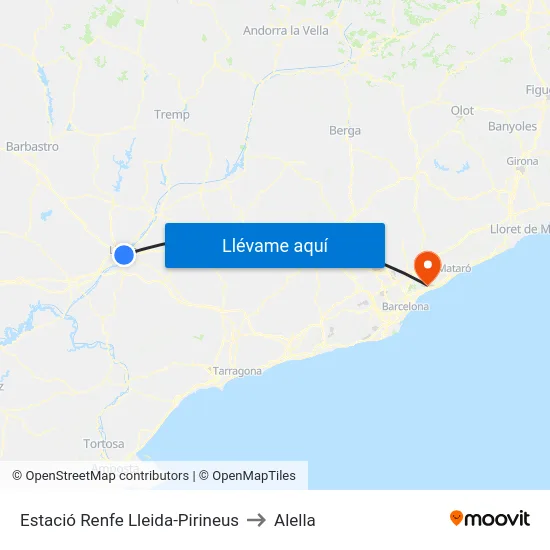 Estació Renfe Lleida-Pirineus to Alella map