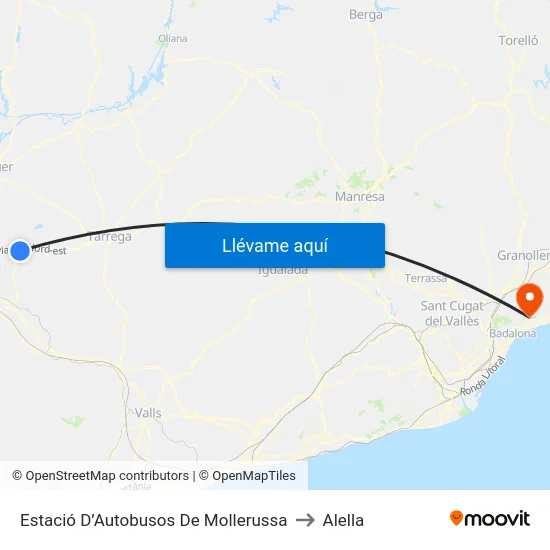 Estació D’Autobusos De Mollerussa to Alella map