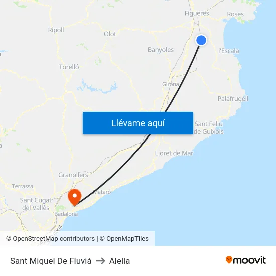 Sant Miquel De Fluvià to Alella map