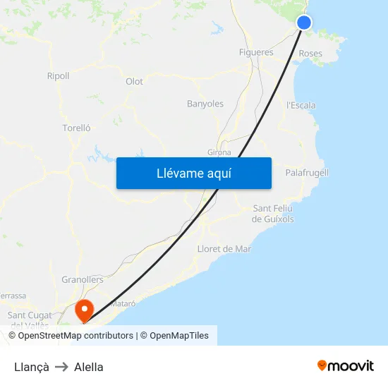 Llançà to Alella map