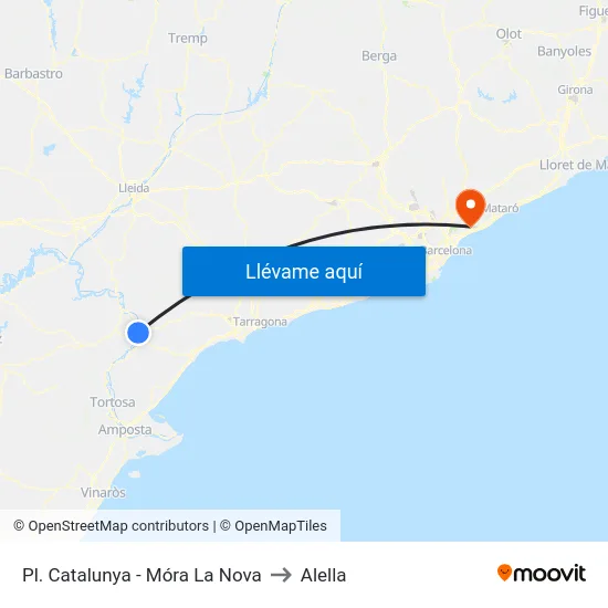 Pl. Catalunya - Móra La Nova to Alella map