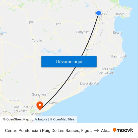 Centre Penitenciari Puig De Les Basses, Figueres to Alella map