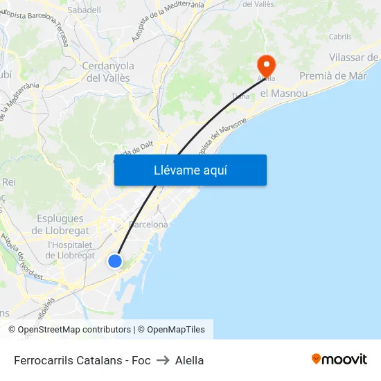Ferrocarrils Catalans - Foc to Alella map