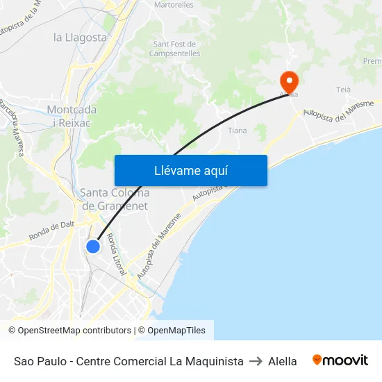 Sao Paulo - Centre Comercial La Maquinista to Alella map