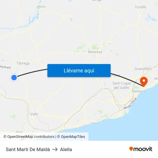 Sant Martí De Maldà to Alella map