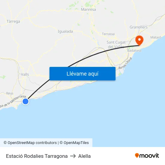 Estació Rodalies Tarragona to Alella map