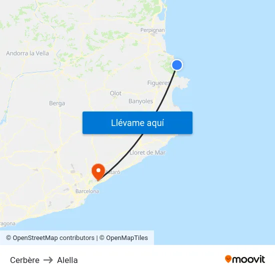 Cerbère to Alella map