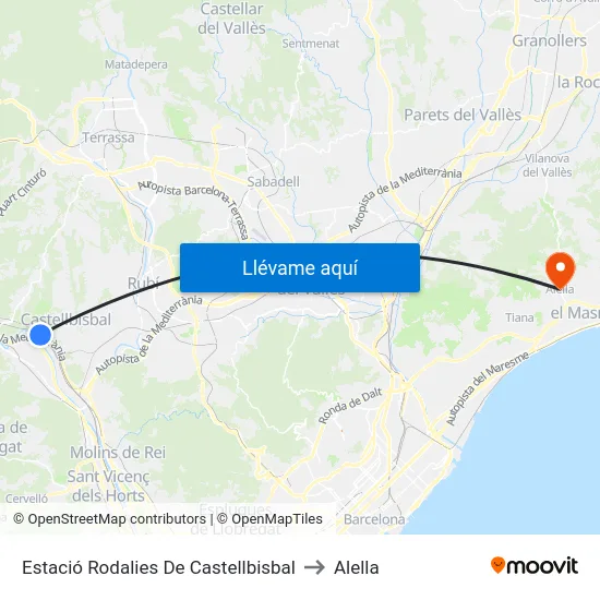 Estació Rodalies De Castellbisbal to Alella map
