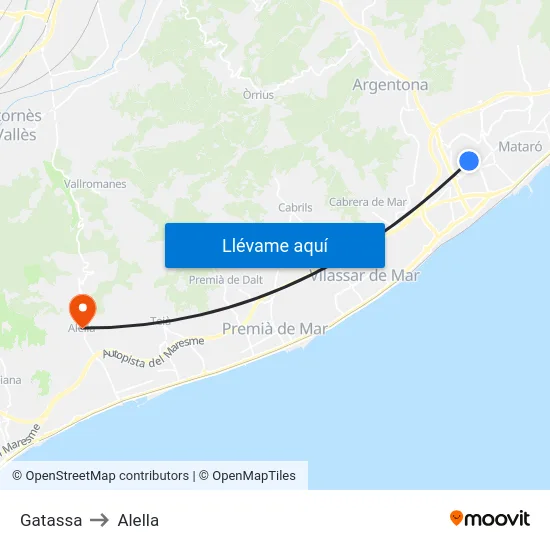 Gatassa to Alella map