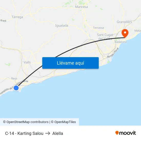 C-14 - Karting Salou to Alella map