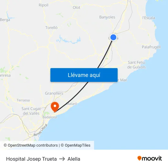 Hospital Josep Trueta to Alella map