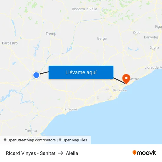 Ricard Vinyes - Sanitat to Alella map