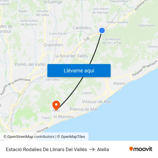 Estació Rodalies De Llinars Del Vallès to Alella map