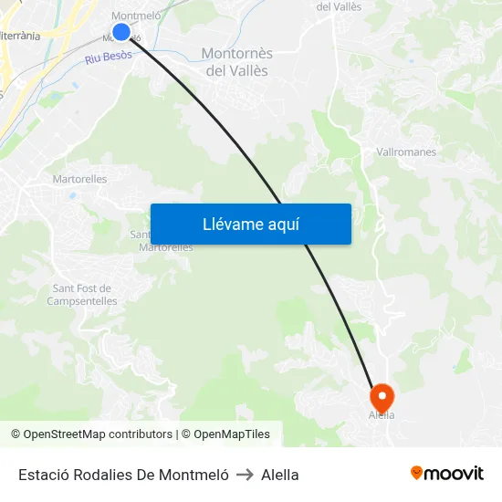 Estació Rodalies De Montmeló to Alella map