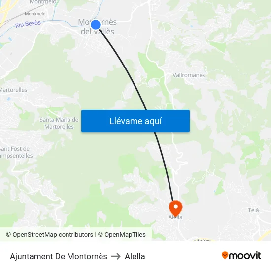 Ajuntament De Montornès to Alella map