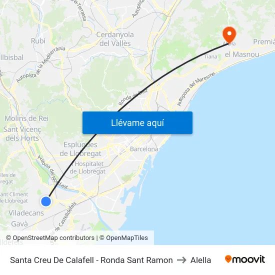 Santa Creu De Calafell - Ronda Sant Ramon to Alella map