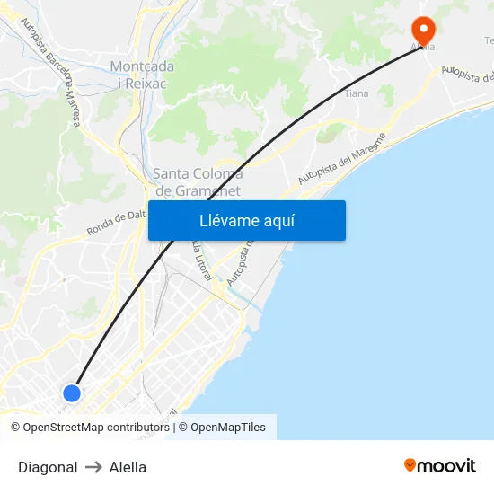 Diagonal to Alella map