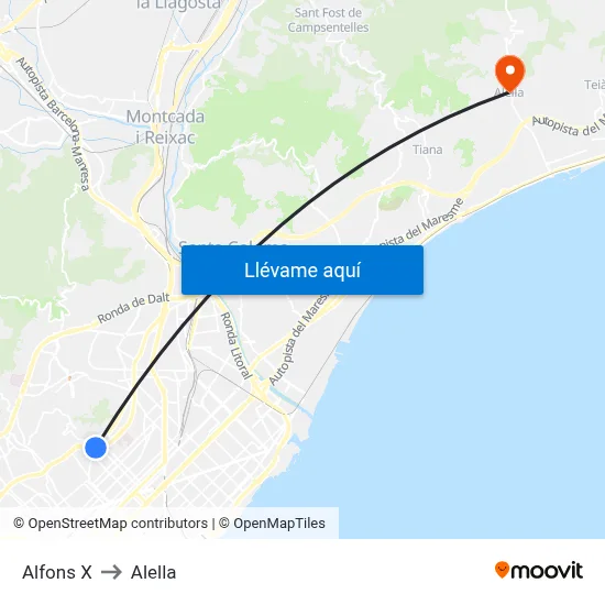 Alfons X to Alella map