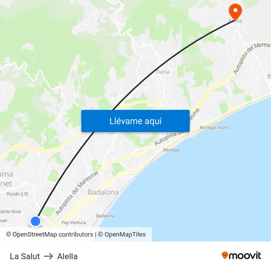 La Salut to Alella map