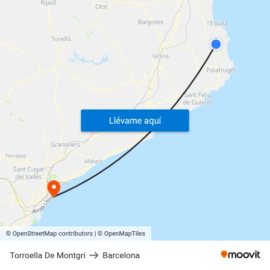 Torroella De Montgrí to Barcelona map