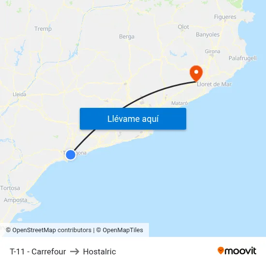 T-11 - Carrefour to Hostalric map