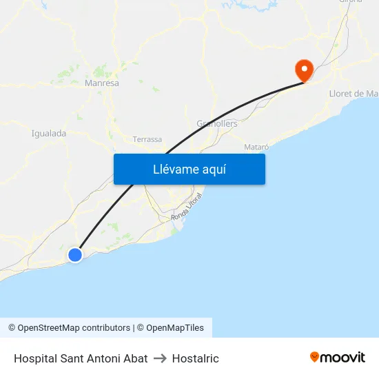 Hospital Sant Antoni Abat to Hostalric map