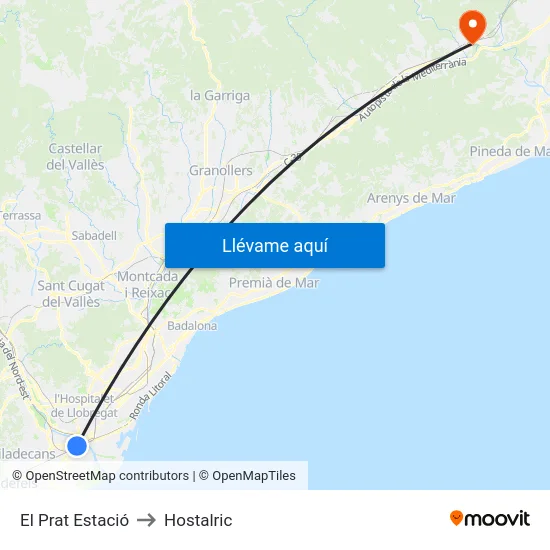 El Prat Estació to Hostalric map