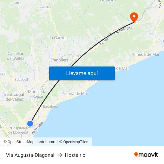 Via Augusta-Diagonal to Hostalric map