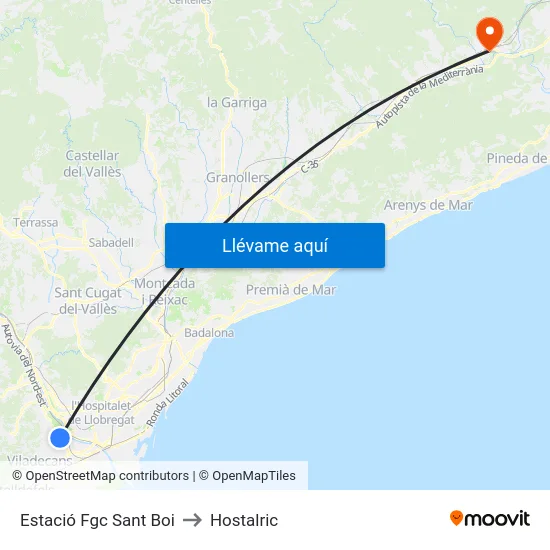 Estació Fgc Sant Boi to Hostalric map