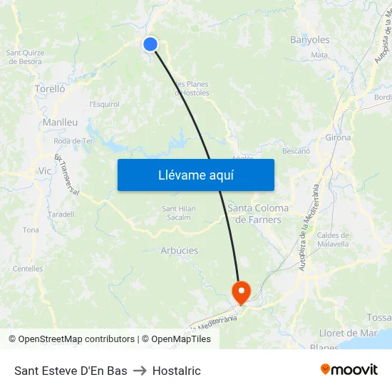 Sant Esteve D'En Bas to Hostalric map