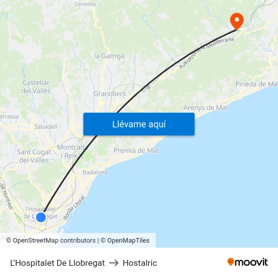 L’Hospitalet De Llobregat to Hostalric map