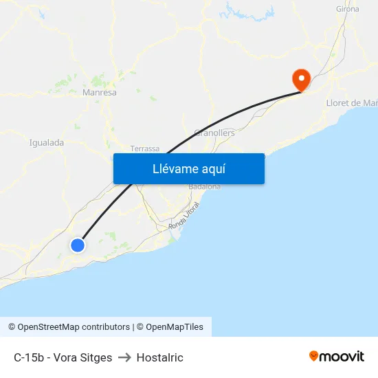 C-15b - Vora Sitges to Hostalric map