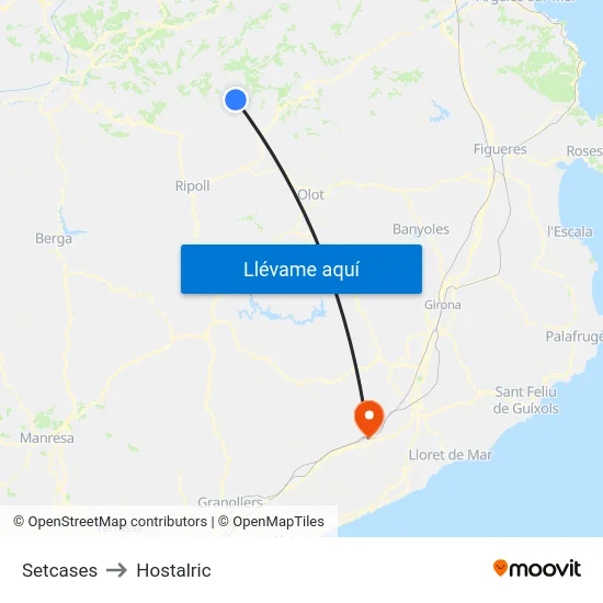 Setcases to Hostalric map