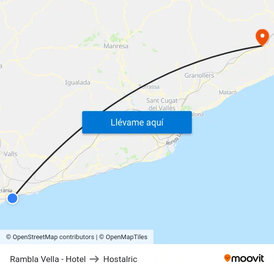 Rambla Vella - Hotel to Hostalric map