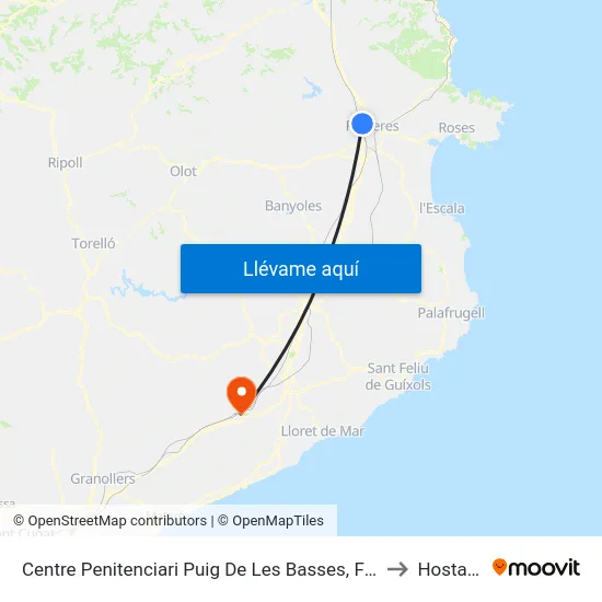 Centre Penitenciari Puig De Les Basses, Figueres to Hostalric map