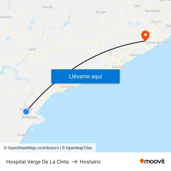 Hospital Verge De La Cinta to Hostalric map