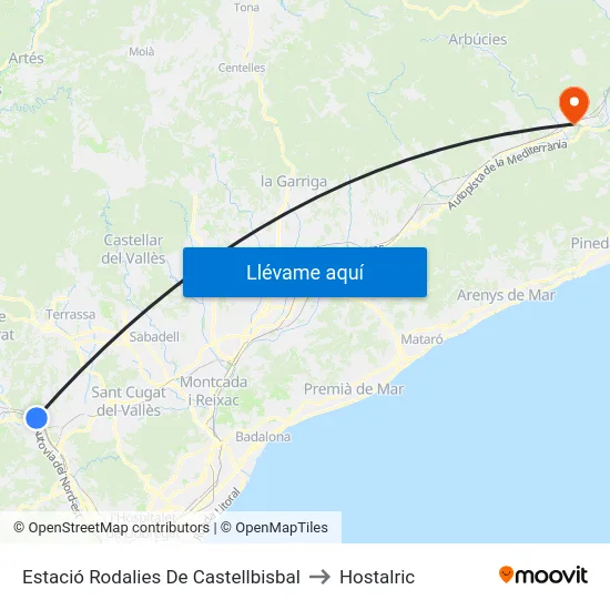 Estació Rodalies De Castellbisbal to Hostalric map