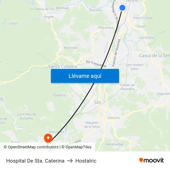 Hospital De Sta. Caterina to Hostalric map