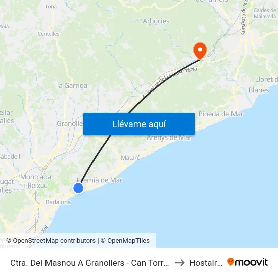 Ctra. Del Masnou A Granollers - Can Torras to Hostalric map