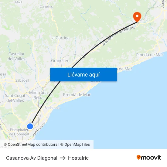 Casanova-Av Diagonal to Hostalric map