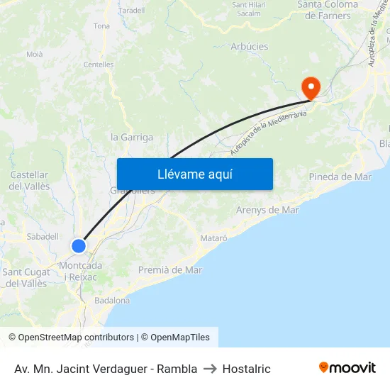 Av. Mn. Jacint Verdaguer - Rambla to Hostalric map