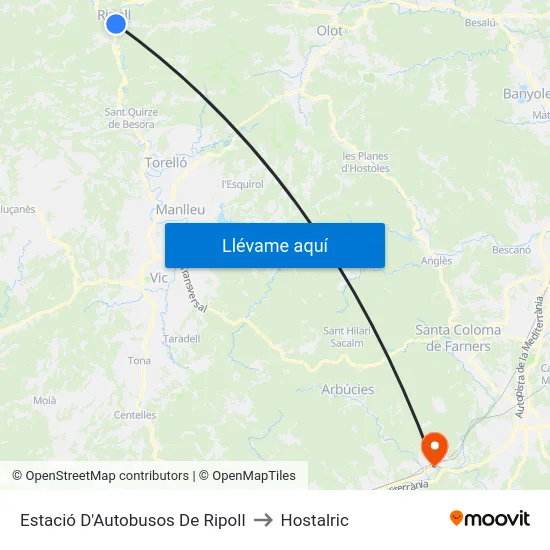 Estació D'Autobusos De Ripoll to Hostalric map