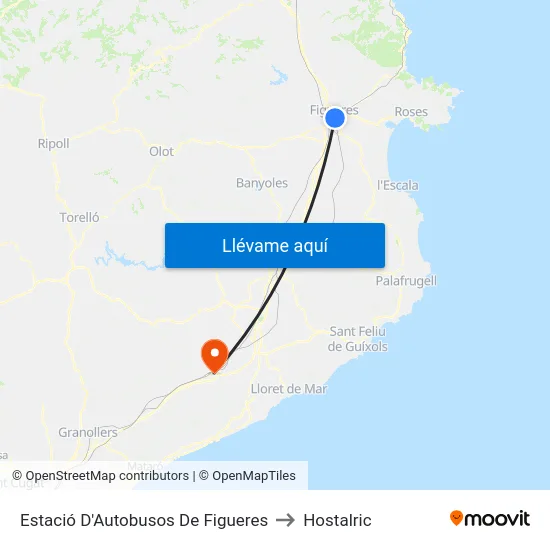 Estació D'Autobusos De Figueres to Hostalric map