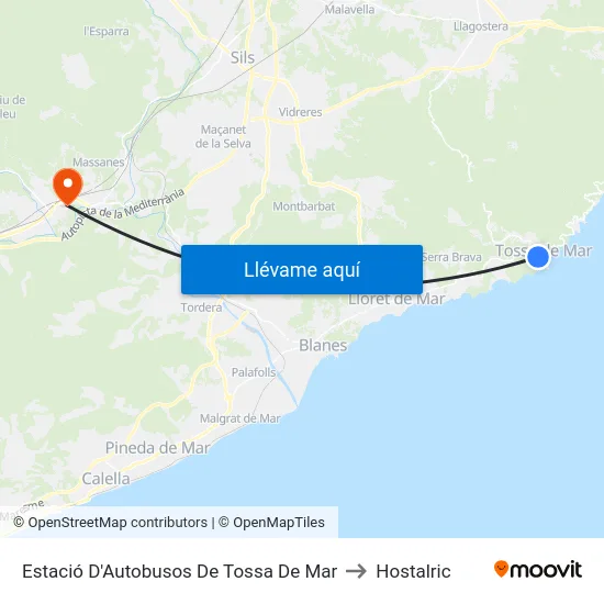 Estació D'Autobusos De Tossa De Mar to Hostalric map