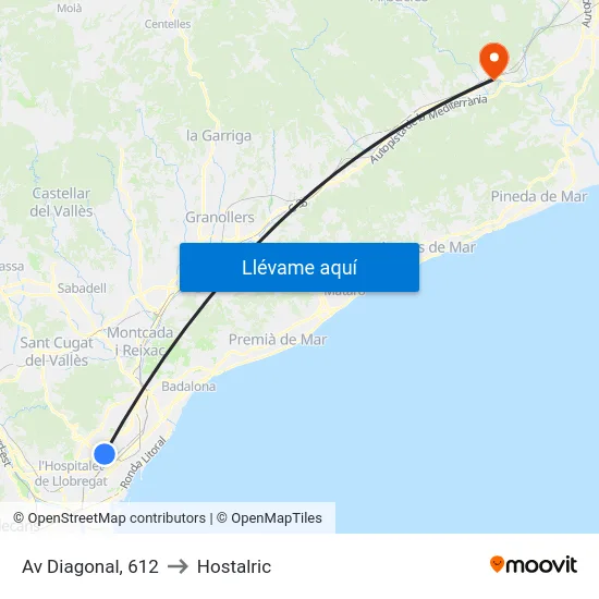 Av Diagonal, 612 to Hostalric map