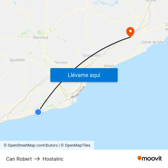 Can Robert to Hostalric map